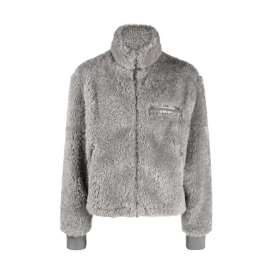 AMIRI Logo Printed Faux Fur High Neck Jacket Men’s Gray AW23MOS108-030