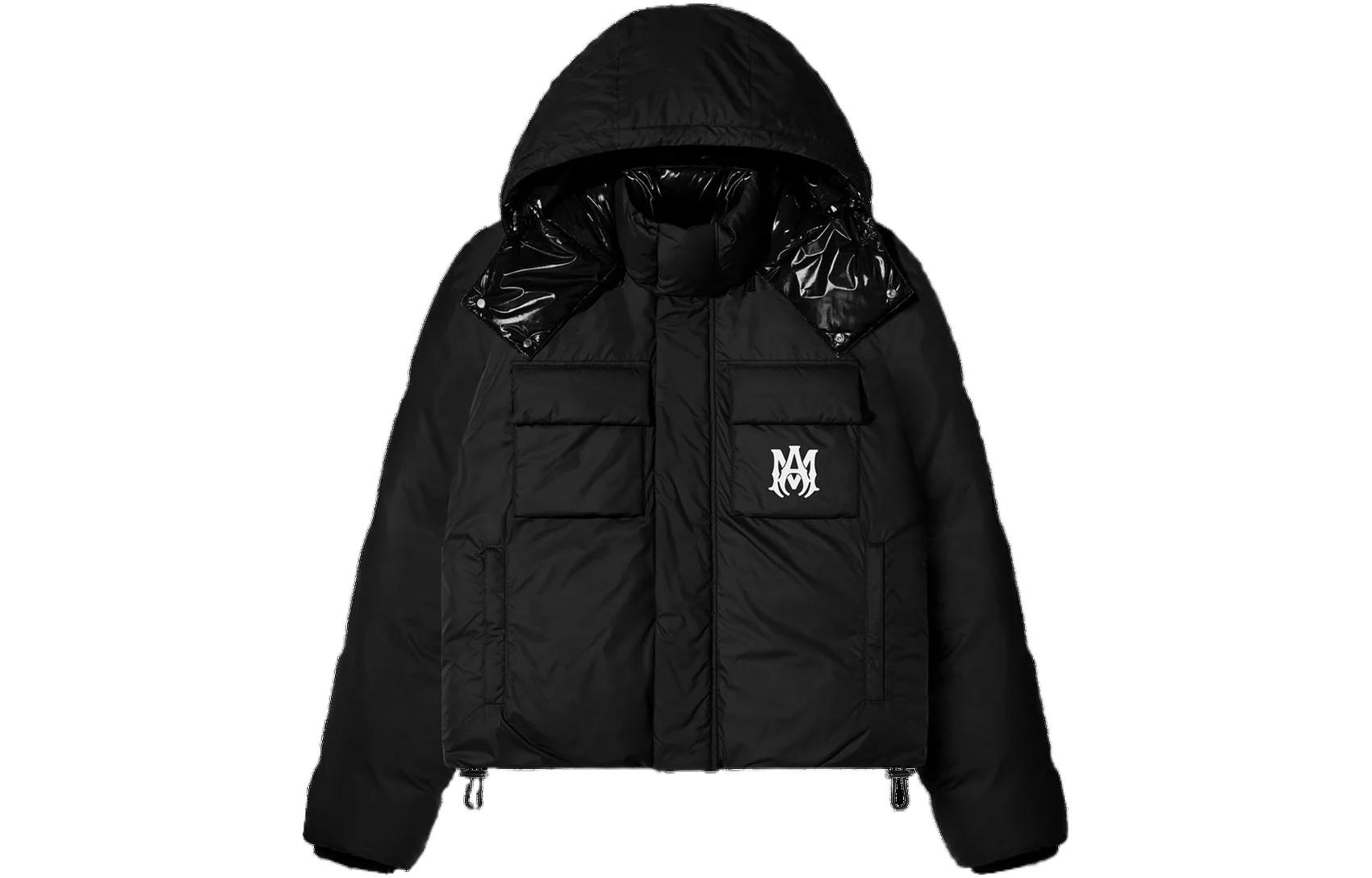 AMIRI Logo Printed Puffer Hooded Jacket Black PS23MOS030-001