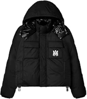 AMIRI Logo Printed Puffer Hooded Jacket Black PS23MOS030-001 AMIRI Logo Printed Puffer Hooded Jacket Black PS23MOS030-001