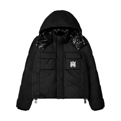 AMIRI Logo Printed Puffer Hooded Jacket Black PS23MOS030-001