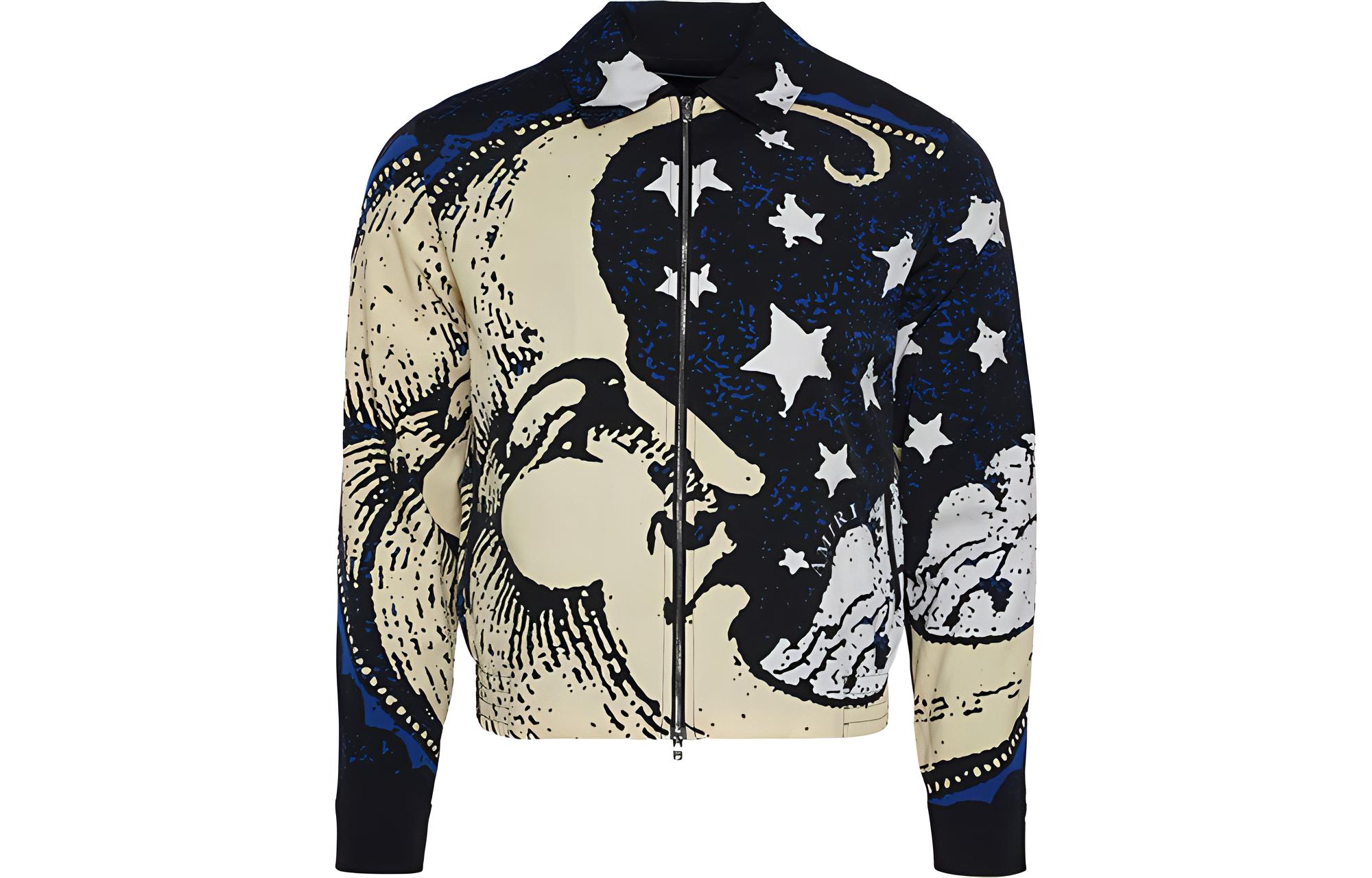 AMIRI Moon and Stars Printed Zip Jacket Midnight Blue Menswear PS23MJF010-900