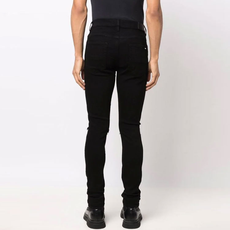 Shop AMIRI MX1 男士修身黑色破洞牛仔褲 PXMDS154-018