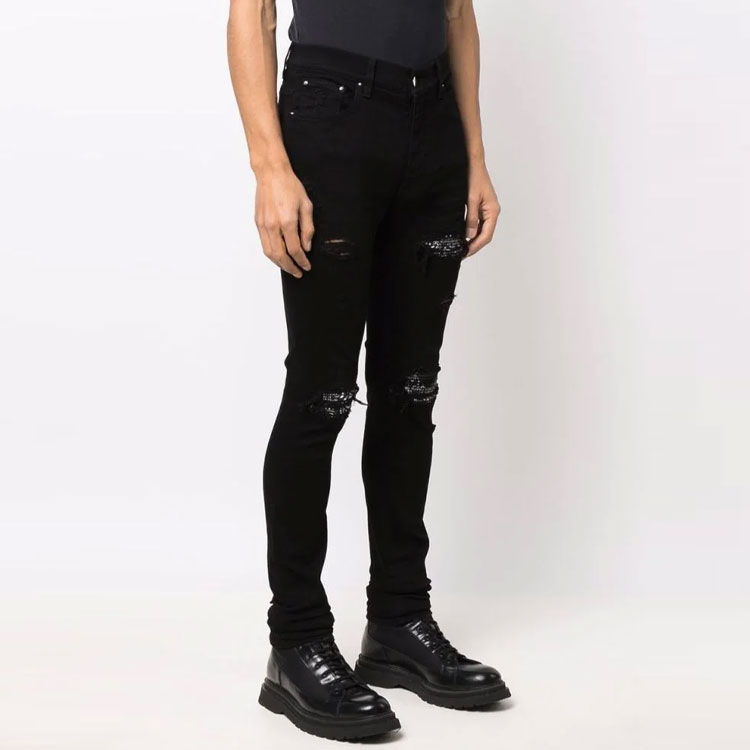 Purchase AMIRI MX1 男士修身黑色破洞牛仔褲 PXMDS154-018