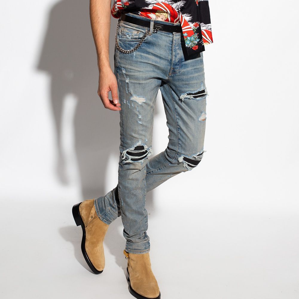 Details for AMIRI MX1 SS22 藍色磨損修身牛仔褲 秋季系列 PXMD001-408