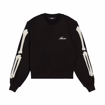 AMIRI Oversized Bone Print Crewneck Sweatshirt Black W0M02530TE