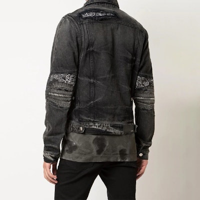 AMIRI 黑色佩斯利拼接丹寧外套 男女款 F0M04178RD-BLACK Shop AMIRI 黑色佩斯利拼接丹寧外套 男女款 F0M04178RD-BLACK