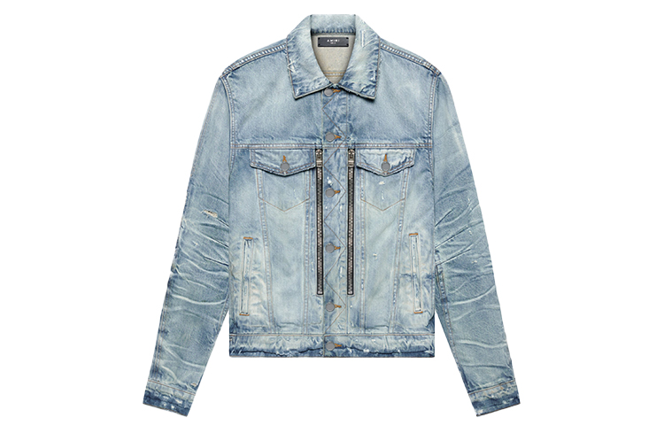 AMIRI Paisley Patchwork Zip Denim Jacket  Blue W0M04601RD-INDIGO