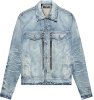 AMIRI Paisley Patchwork Zip Denim Jacket Blue W0M04601RD-INDIGO AMIRI Paisley Patchwork Zip Denim Jacket Blue W0M04601RD-INDIGO