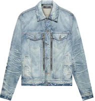 Order AMIRI Paisley Patchwork Zip Denim Jacket Blue W0M04601RD-INDIGO