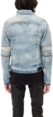 AMIRI Paisley 拼接拉鍊牛仔夾克 藍色 W0M04601RD-INDIGO Shop AMIRI Paisley 拼接拉鍊牛仔夾克 藍色 W0M04601RD-INDIGO