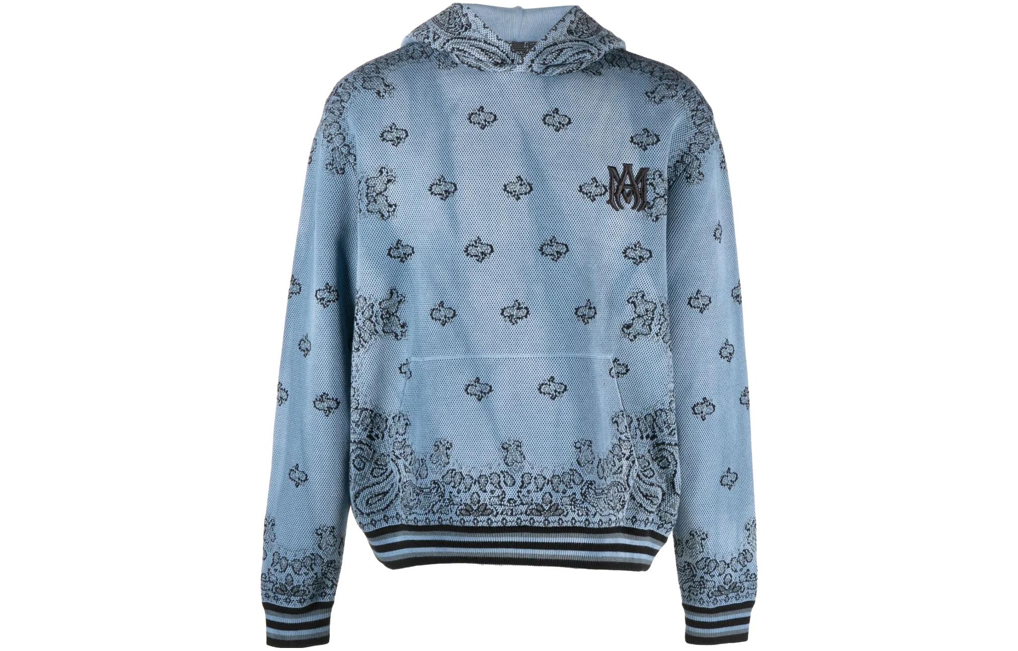 AMIRI Paisley Print Basketball Hoodie Blue - SS23MKH002-420