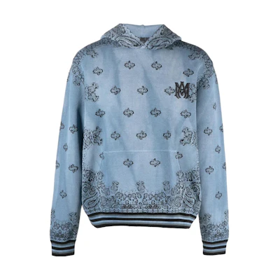AMIRI Paisley Print Basketball Hoodie Blue - SS23MKH002-420