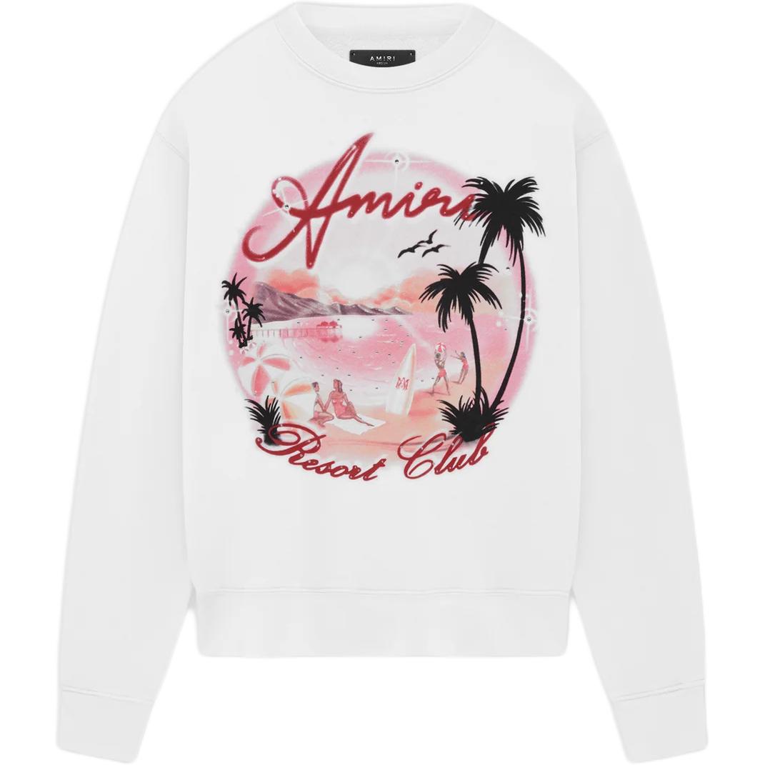 AMIRI PF24 White Crystal Logo Print Long Sleeve Sweatshirt AMJYCW1032-100