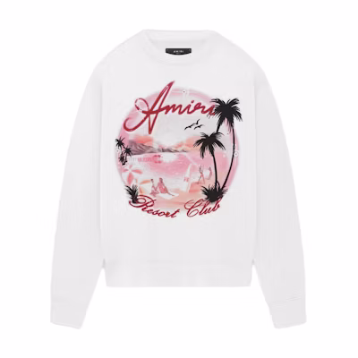 AMIRI PF24 White Crystal Logo Print Long Sleeve Sweatshirt AMJYCW1032-100