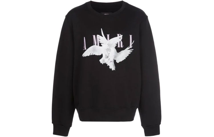 AMIRI Pigeon Print Long Sleeve Sweatshirt Black Y0M02358TE