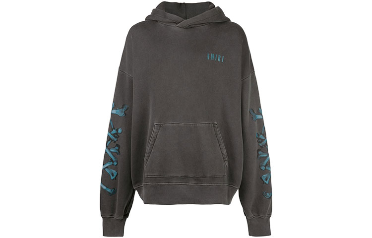 AMIRI Printed Logo Knit Cuff Hoodie Grey W9M02312TE-BBV