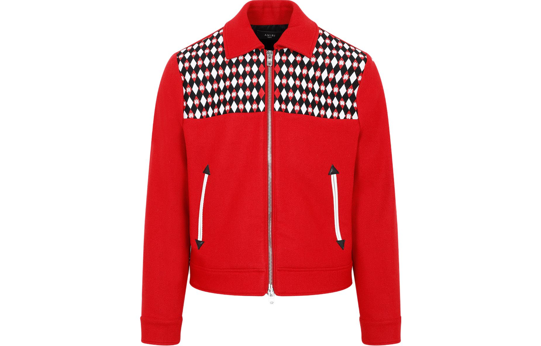 AMIRI Red Checkered Collar Colorblock Zip-Up Jacket AW23MOS082-220