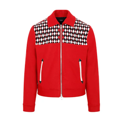 AMIRI Red Checkered Collar Colorblock Zip-Up Jacket AW23MOS082-220
