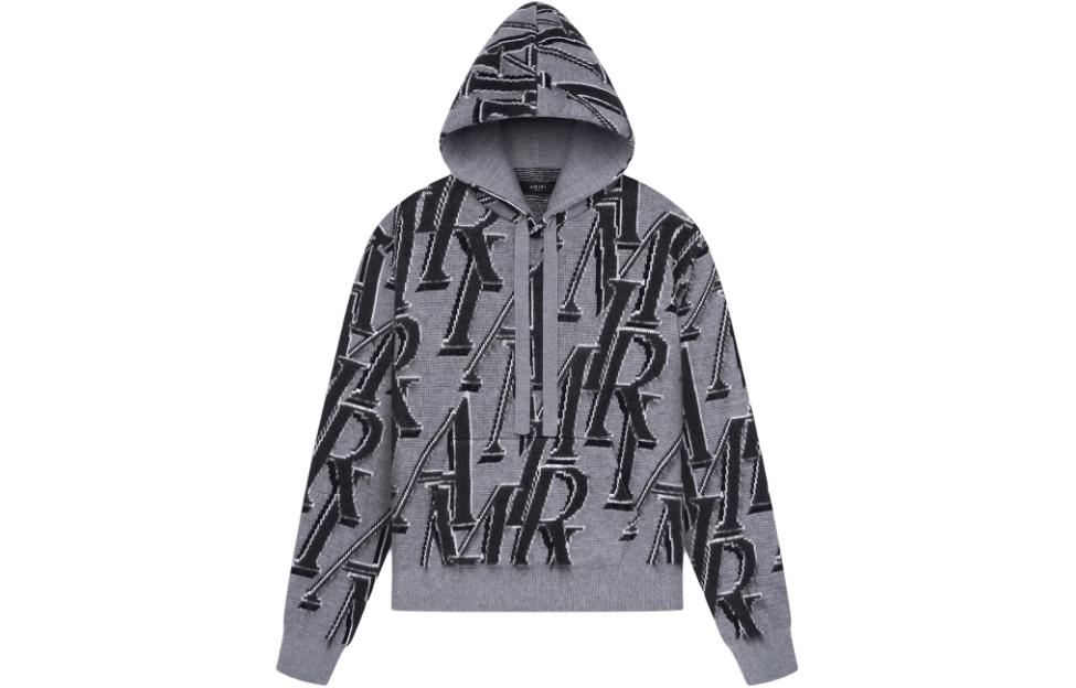 AMIRI Repeat Hoodie Letter Print Pullover for Men - Gray PS24MKH003-030