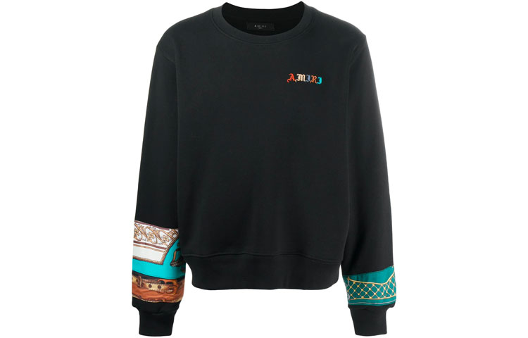 AMIRI Scarf Print Crewneck Pullover Sweatshirt Men’s Black W0M02535TE-BLK