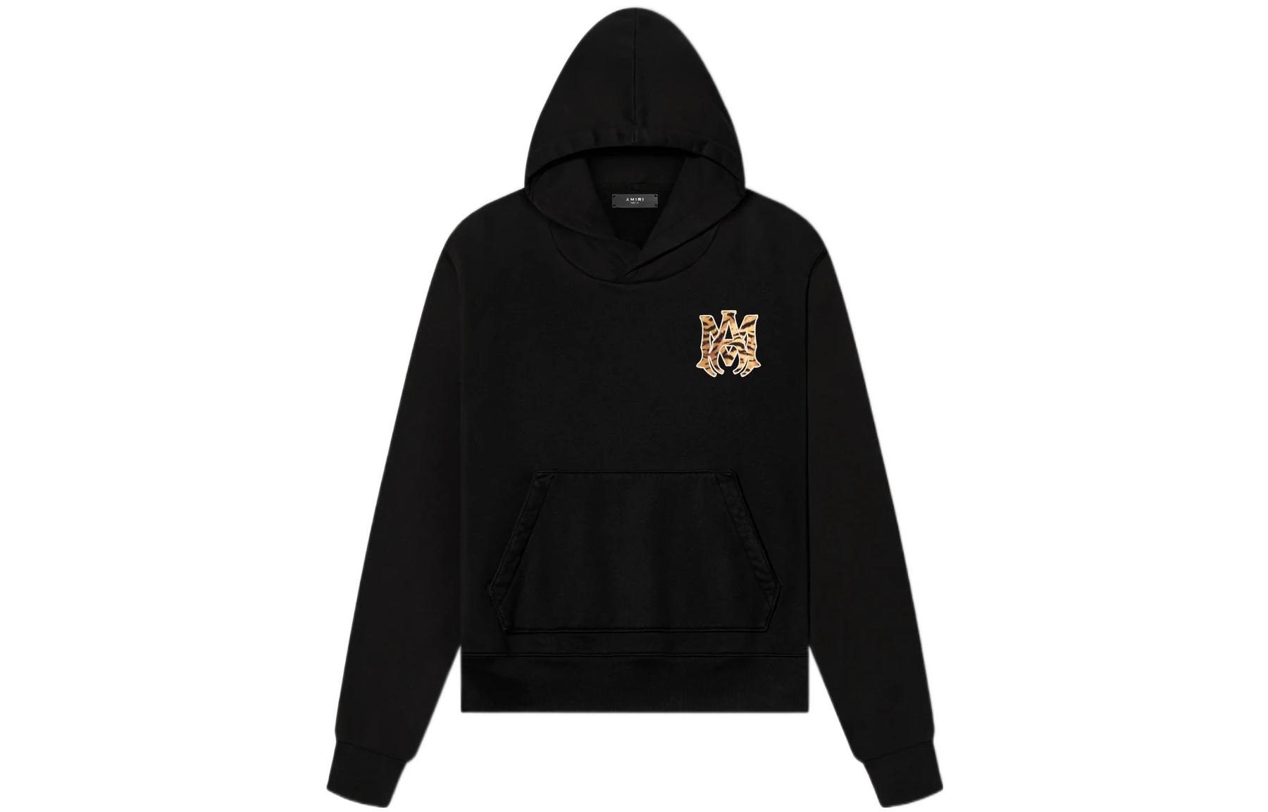 AMIRI Solid Color Graphic Print Pullover Hoodie Black () MJG062-001