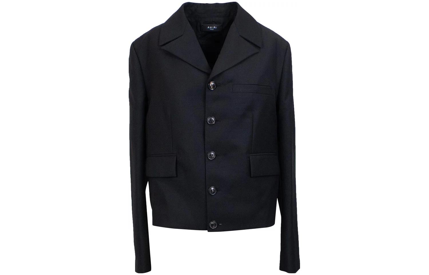 AMIRI Solid Color Single-Breasted Jacket for Men - Black MJF009-001