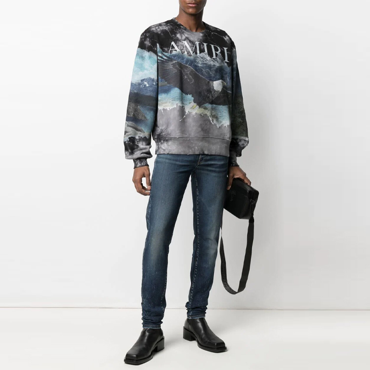 Lookbook AMIRI SS21 黑色連帽衫 鷹標誌印花 MJGC005-001