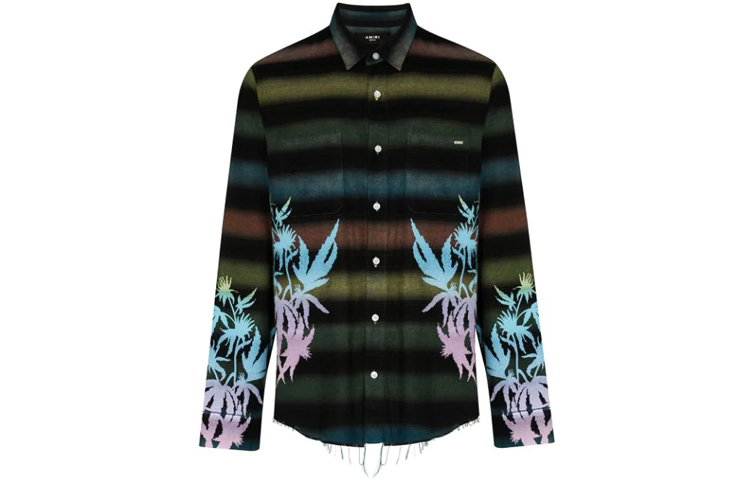 Order AMIRI SS21 彩虹條紋樹葉印花長袖襯衫 多色款式 Y0M06374PD-COL