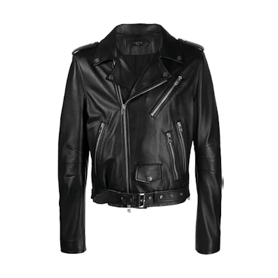AMIRI SS21 Black Leather Jacket with Multiple Zipper Pockets MLJ005-001
