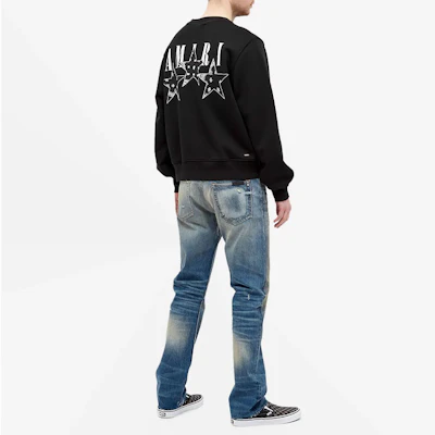 AMIRI SS21 Black Star Crewneck Long Sleeve Sweatshirt MJGC003-001 Details for AMIRI SS21 Black Star Crewneck Long Sleeve Sweatshirt MJGC003-001