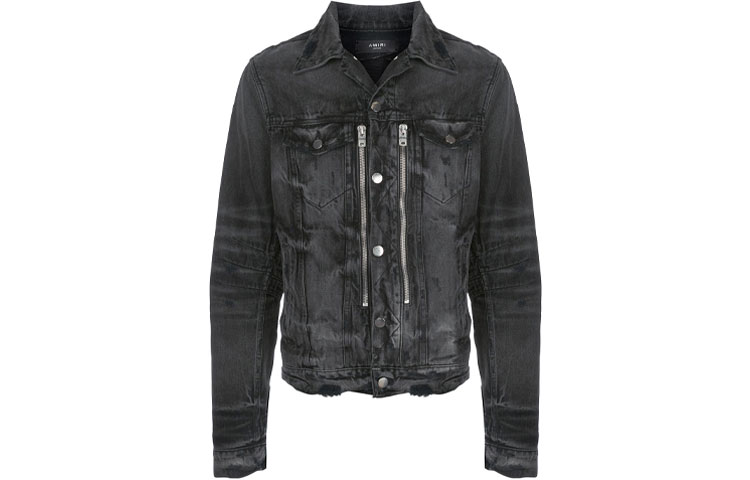 AMIRI SS21 Distressed Denim Jacket Men’s Black Grey F0M04178RD-ABL