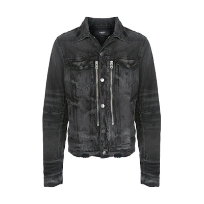 AMIRI SS21 Distressed Denim Jacket Men’s Black Grey F0M04178RD-ABL