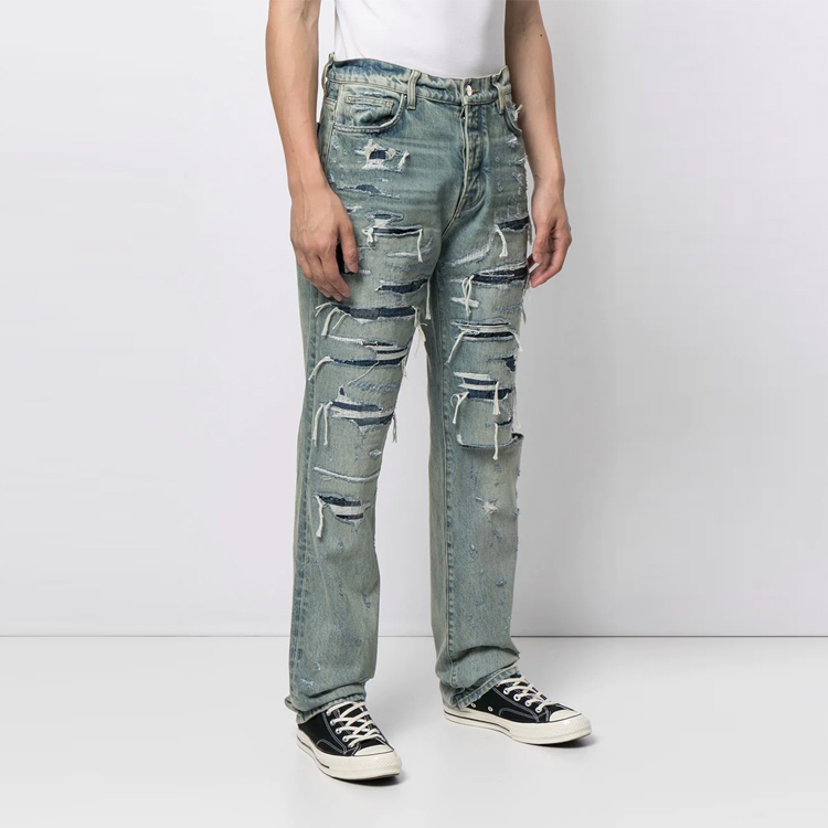 AMIRI SS21 Distressed Straight-Leg Jeans Blue  Denim MDR001-405 圖 4