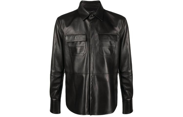 AMIRI SS21 Logo Leather Shirt Jacket Black Menswear MLS001-001