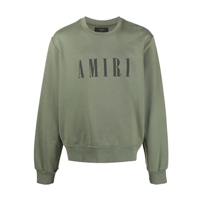 AMIRI SS21 Logo Print Crewneck Sweatshirt Green MJLC001-MILITARYGREEN