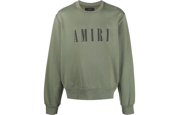Order AMIRI SS21 Logo Print Crewneck Sweatshirt Green MJLC001-MILITARYGREEN