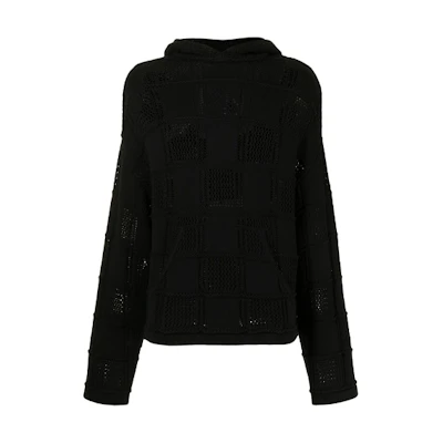 AMIRI SS21 Oversized Knit Ribbed Hoodie Black Y0M05197CR-BLK