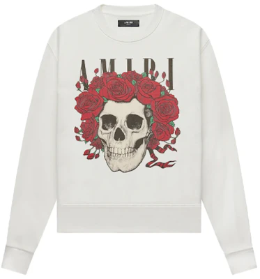 AMIRI SS21 Skull Print Crewneck Sweatshirt White Fashion MJGC006100 Order AMIRI SS21 Skull Print Crewneck Sweatshirt White Fashion MJGC006100