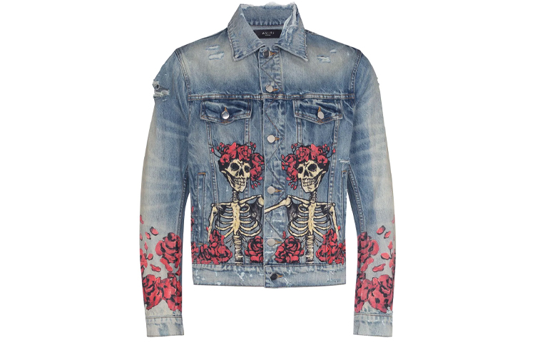 AMIRI SS21 Skull Print Denim Jacket Men’s Blue MDT005-408