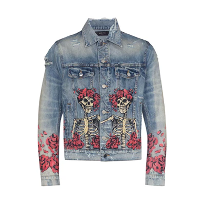 AMIRI SS21 Skull Print Denim Jacket Men’s Blue MDT005-408