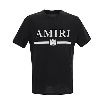 AMIRI SS22 Black Cotton Logo Print Crew Neck T-Shirt. SS22MJL004-001
