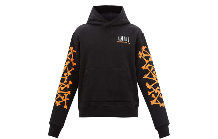 AMIRI SS22  Black Hoodie with Bone Print Pullover Design. MJG024063