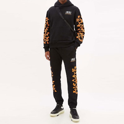 AMIRI SS22 骨頭圖案設計黑色連帽衫. MJG024063 Lookbook AMIRI SS22 骨頭圖案設計黑色連帽衫. MJG024063