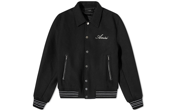 AMIRI SS22  Black Solid Color Single-Breasted Jacket with Collar. XMOS002-001