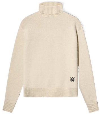 AMIRI SS22 Sweater Kasmir Logo Bordir Kerah Tinggi Off-White. PS22MKL037-1 Order AMIRI SS22 Sweater Kasmir Logo Bordir Kerah Tinggi Off-White. PS22MKL037-1