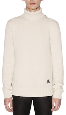 AMIRI SS22 Sweater Kasmir Logo Bordir Kerah Tinggi Off-White. PS22MKL037-1 Lookbook AMIRI SS22 Sweater Kasmir Logo Bordir Kerah Tinggi Off-White. PS22MKL037-1