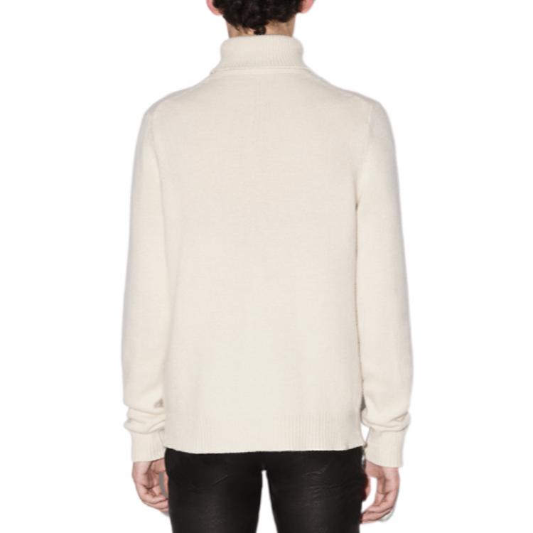 Shop AMIRI SS22 Sweater Kasmir Logo Bordir Kerah Tinggi Off-White. PS22MKL037-1