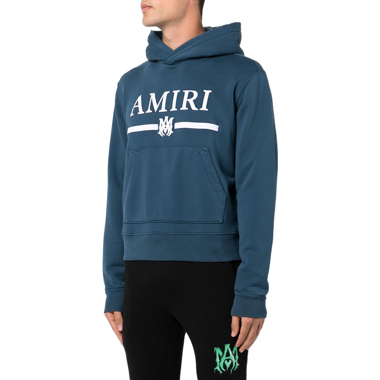 Purchase AMIRI SS22 標誌印花連帽衫（青綠色）。 MJL012-433