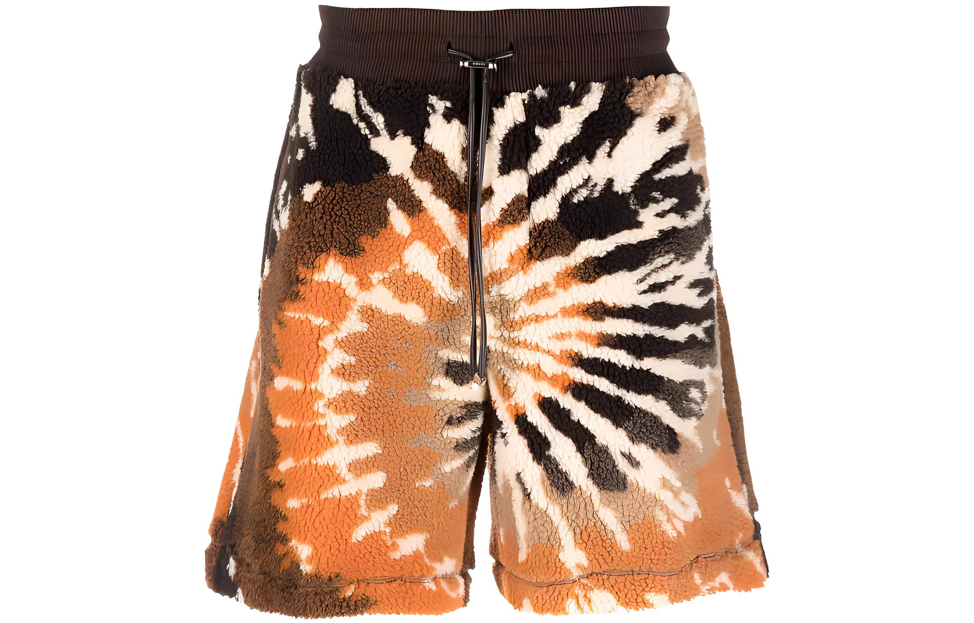 AMIRI SS22  Tie-Dye Fleece Drawstring Shorts Orange/Black. PS22MKS-006