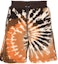 Order AMIRI SS22 Celana Pendek Tie-Dye Fleece Orange/Hitam dengan Tali Serut. PS22MKS-006